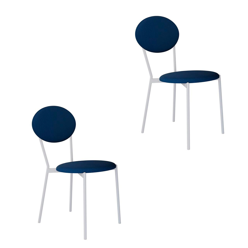 Conjunto com 2 Cadeiras Elipse Poliéster Azul e Branco