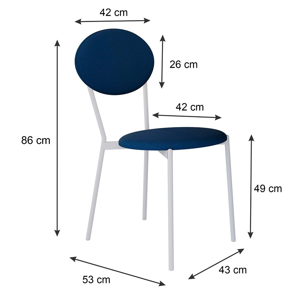 Conjunto com 2 Cadeiras Elipse Poliéster Azul e Branco