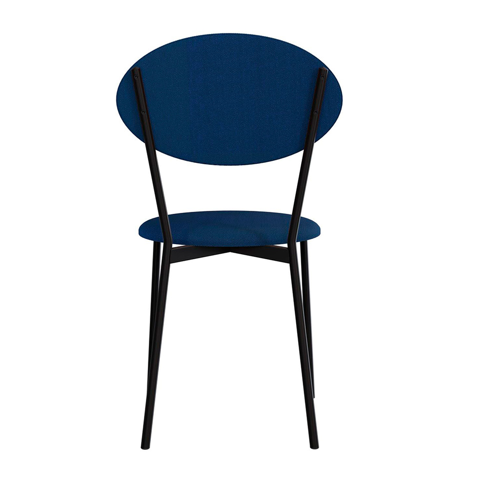 Conjunto com 2 Cadeiras Elipse Poliéster Azul e Preto