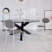Conjunto com 2 Cadeiras Elipse Poliéster Prata e Branco