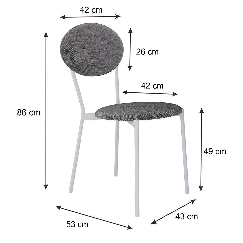 Conjunto com 2 Cadeiras Elipse Poliéster Prata e Branco