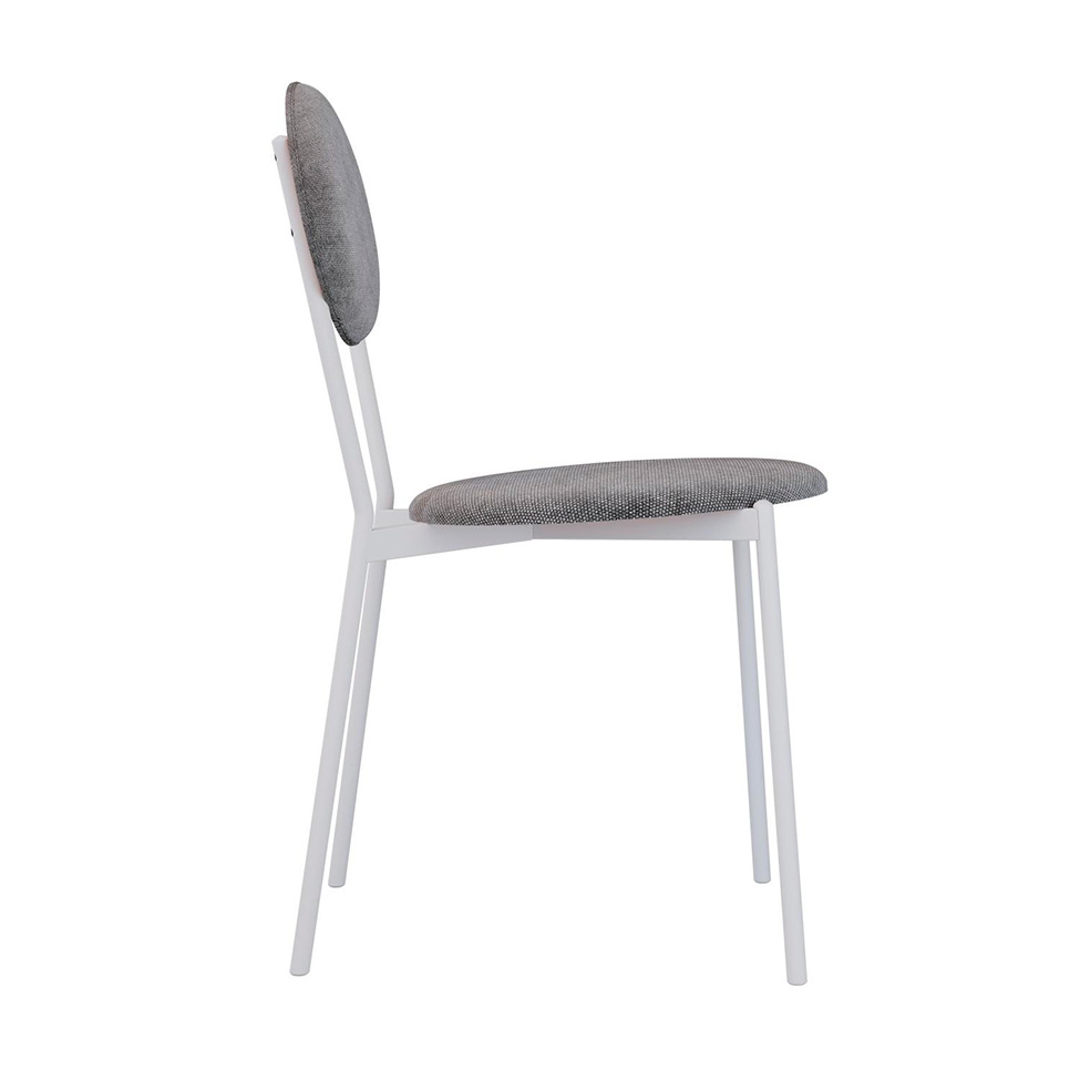 Conjunto com 2 Cadeiras Elipse Poliéster Prata e Branco