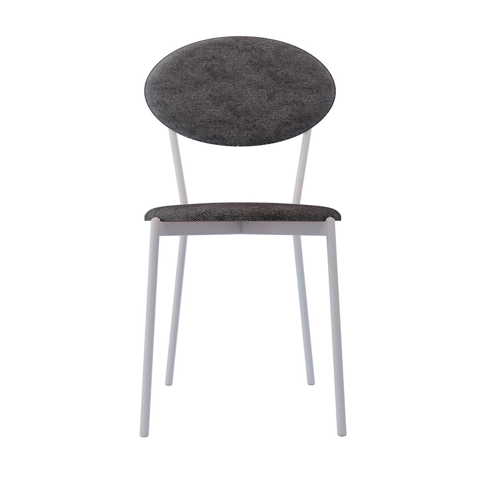 Conjunto com 2 Cadeiras Elipse Poliéster Prata e Branco