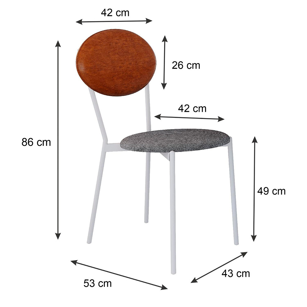 Conjunto com 2 Cadeiras Elipse Poliéster Prata e Caramelo com Branco