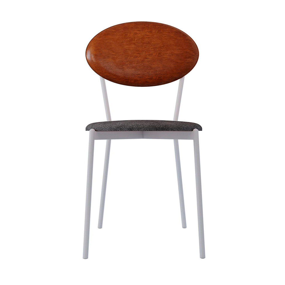 Conjunto com 2 Cadeiras Elipse Poliéster Prata e Caramelo com Branco