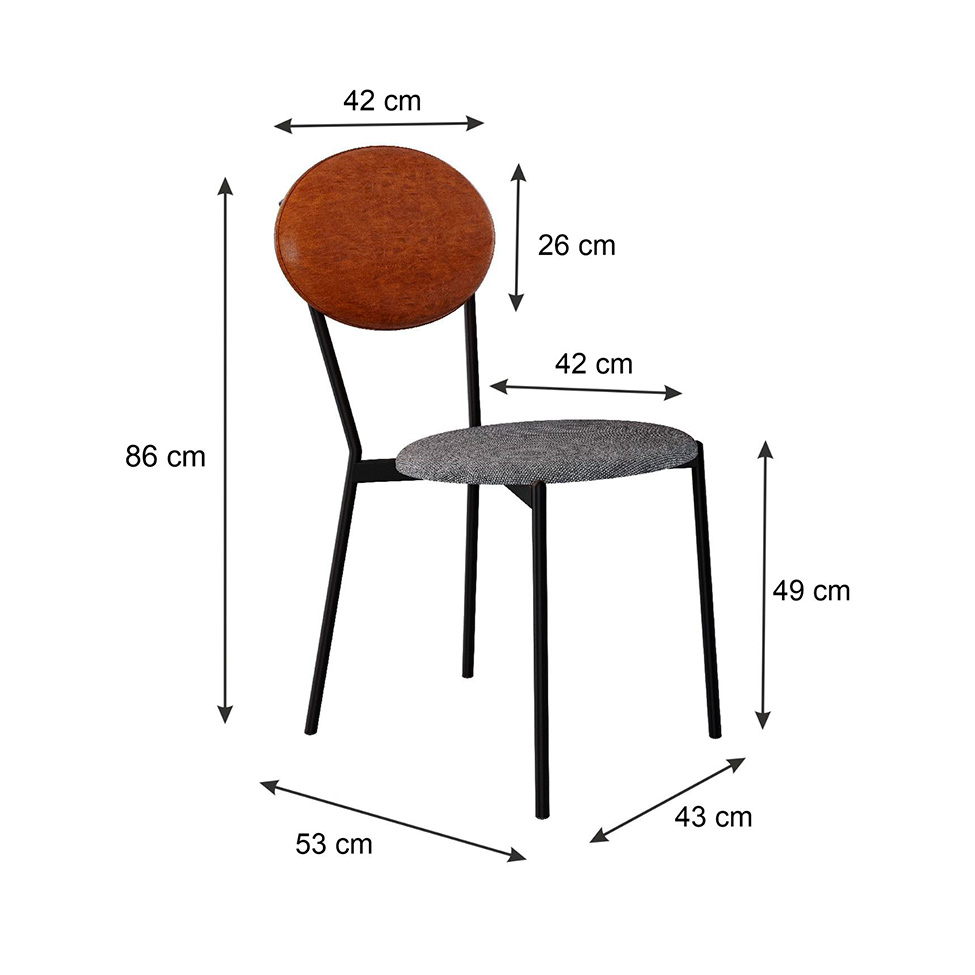 Conjunto com 2 Cadeiras Elipse Poliéster Prata e Caramelo com Preto