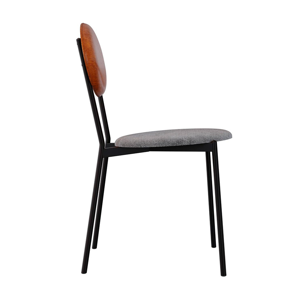 Conjunto com 2 Cadeiras Elipse Poliéster Prata e Caramelo com Preto