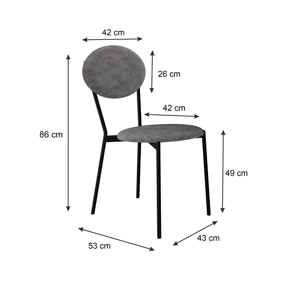 Conjunto com 2 Cadeiras Elipse Poliéster Prata e Preto