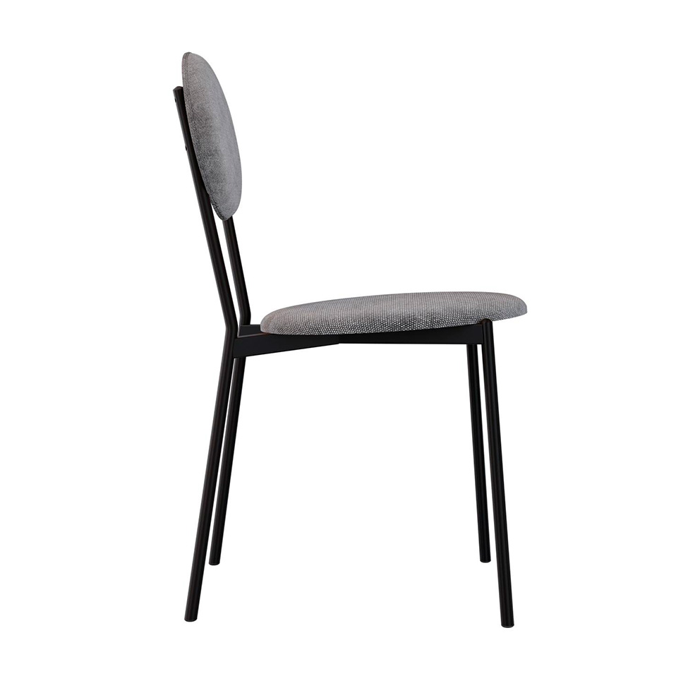 Conjunto com 2 Cadeiras Elipse Poliéster Prata e Preto