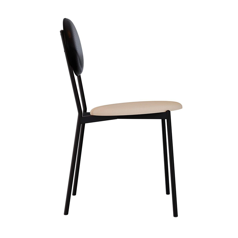 Conjunto com 2 Cadeiras Elipse Poliéster Preto e Areia