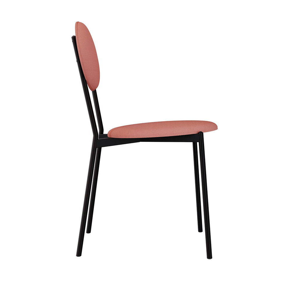 Conjunto com 2 Cadeiras Elipse Poliéster Rosa e Preto