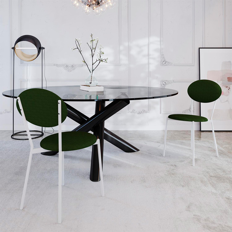 Conjunto com 2 Cadeiras Elipse Poliéster Verde Musgo e Branco