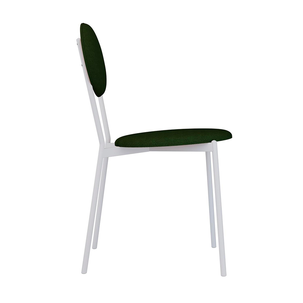 Conjunto com 2 Cadeiras Elipse Poliéster Verde Musgo e Branco