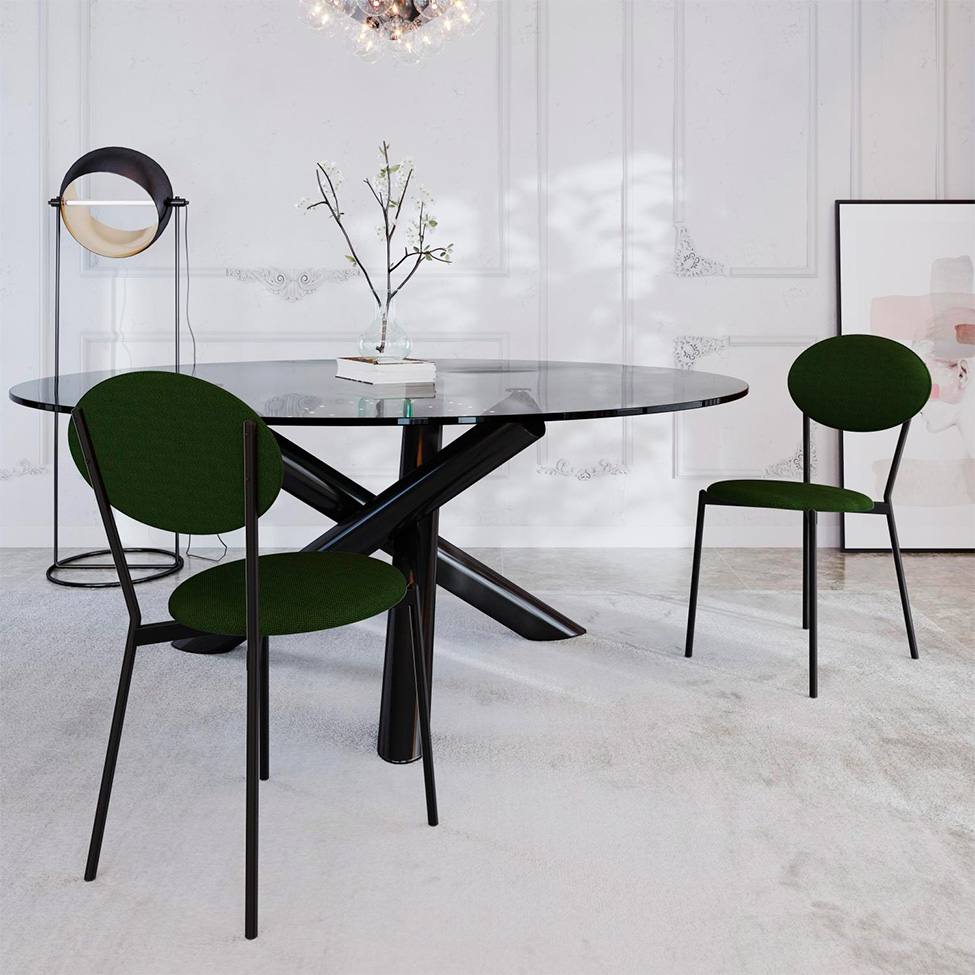 Conjunto com 2 Cadeiras Elipse Poliéster Verde Musgo e Preto