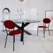 Conjunto com 2 Cadeiras Elipse Poliéster Vermelho e Preto