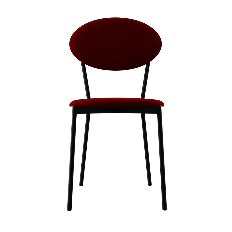 Conjunto com 2 Cadeiras Elipse Poliéster Vermelho e Preto