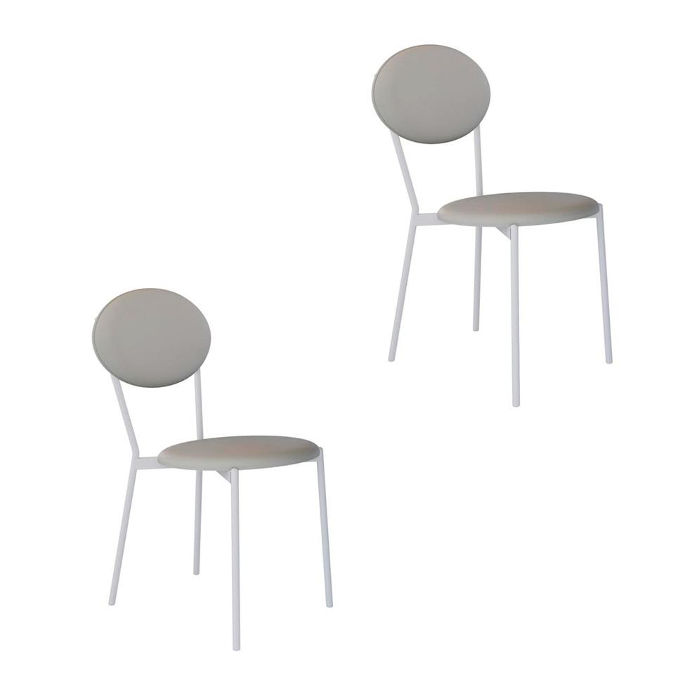 Conjunto com 2 Cadeiras Elipse Revestimento Sintético Cinza Claro e Branco