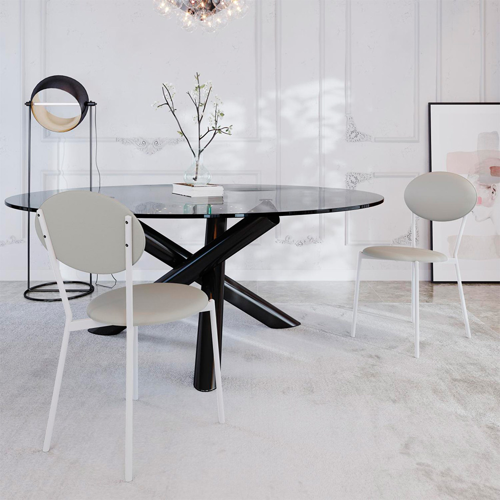 Conjunto com 2 Cadeiras Elipse Revestimento Sintético Cinza Claro e Branco