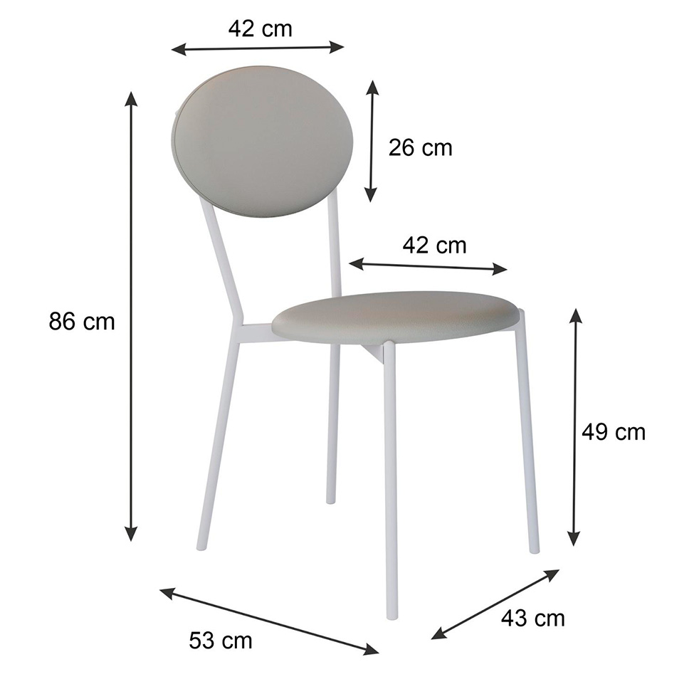 Conjunto com 2 Cadeiras Elipse Revestimento Sintético Cinza Claro e Branco