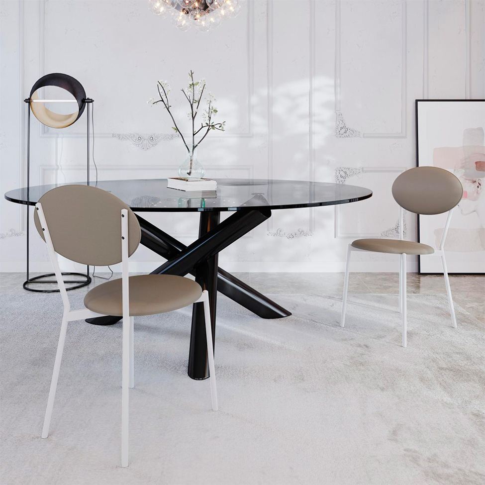 Conjunto com 2 Cadeiras Elipse Revestimento Sintético Cinza e Branco