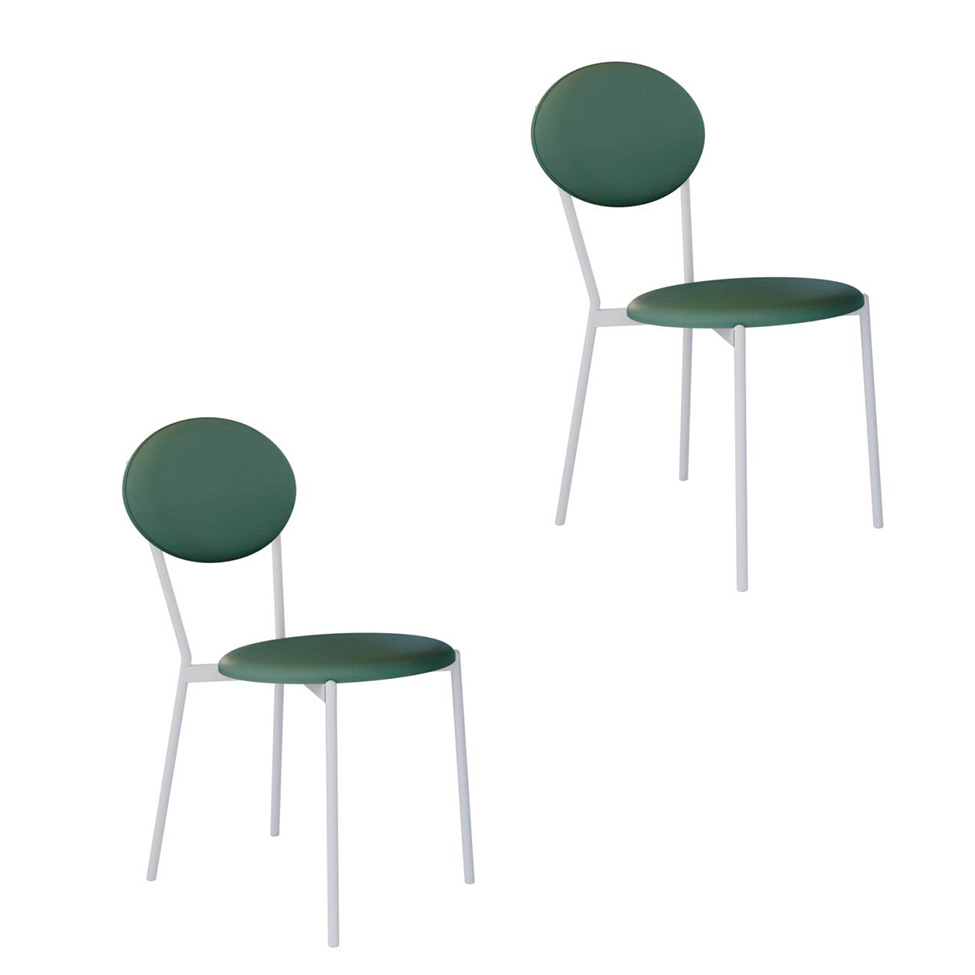 Conjunto com 2 Cadeiras Elipse Revestimento Sintético Verde e Branco