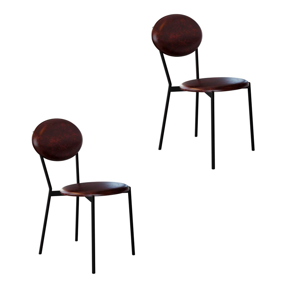 Conjunto com 2 Cadeiras Elipse Revestivemento Sintético Café e Preto