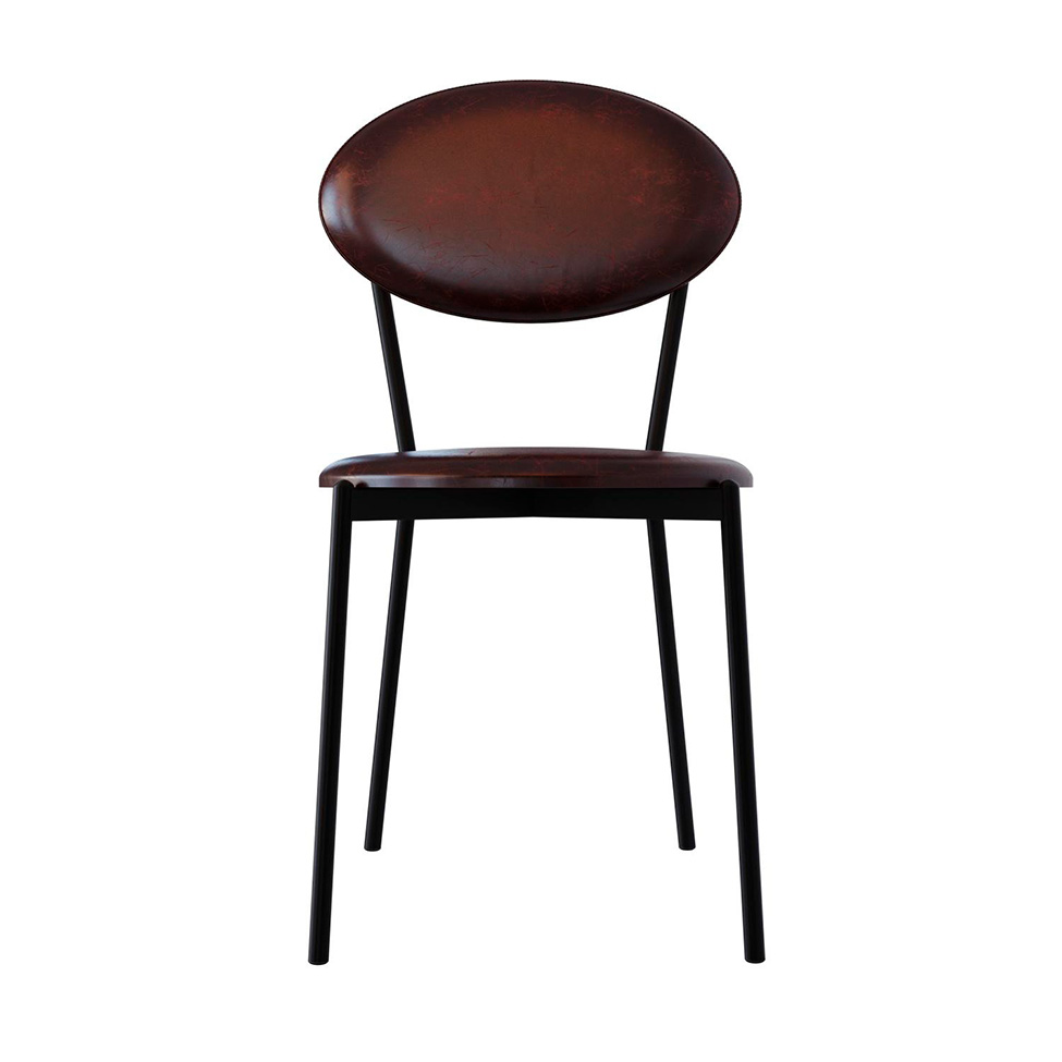 Conjunto com 2 Cadeiras Elipse Revestivemento Sintético Café e Preto