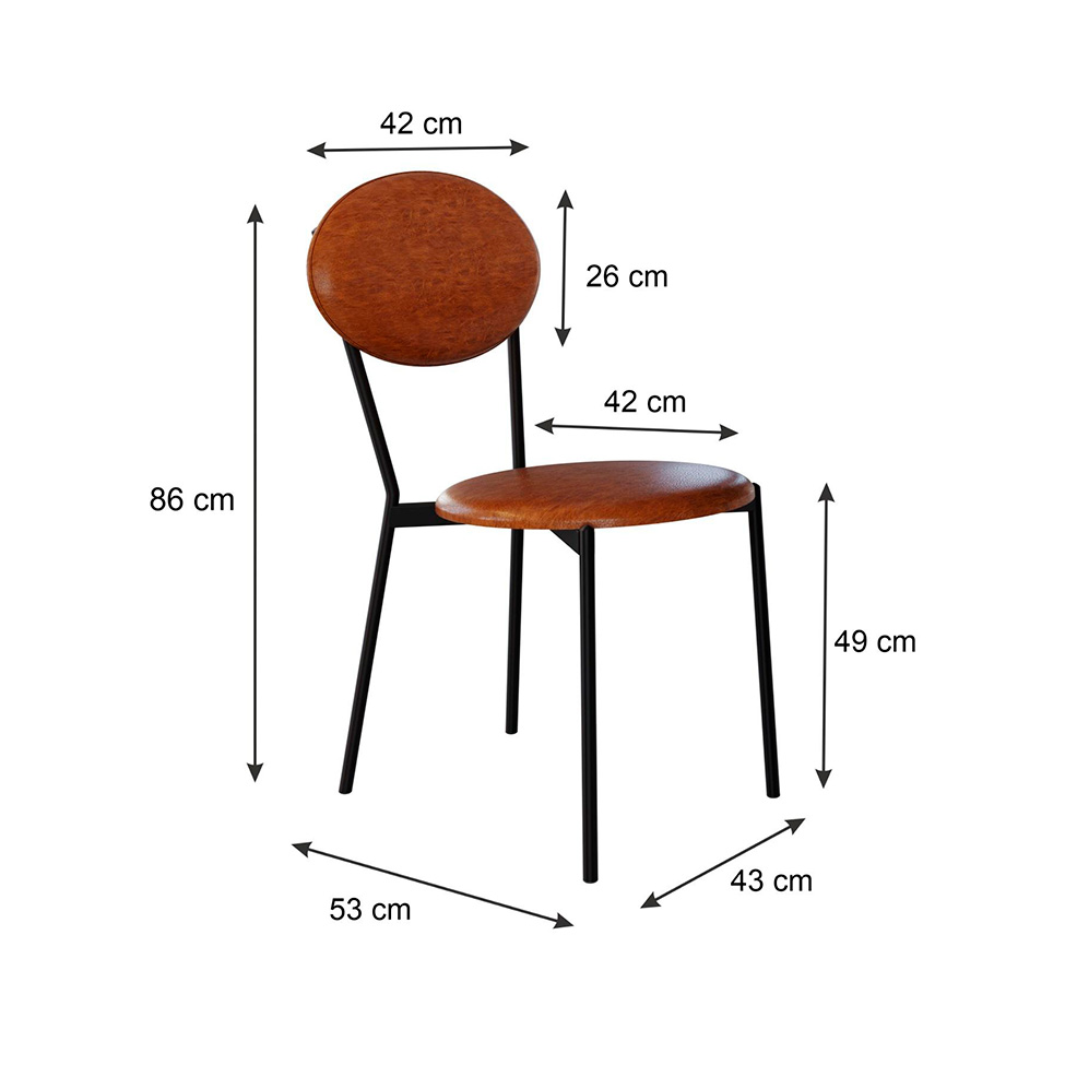 Conjunto com 2 Cadeiras Elipse Revestivemento Sintético Caramelo e Preto