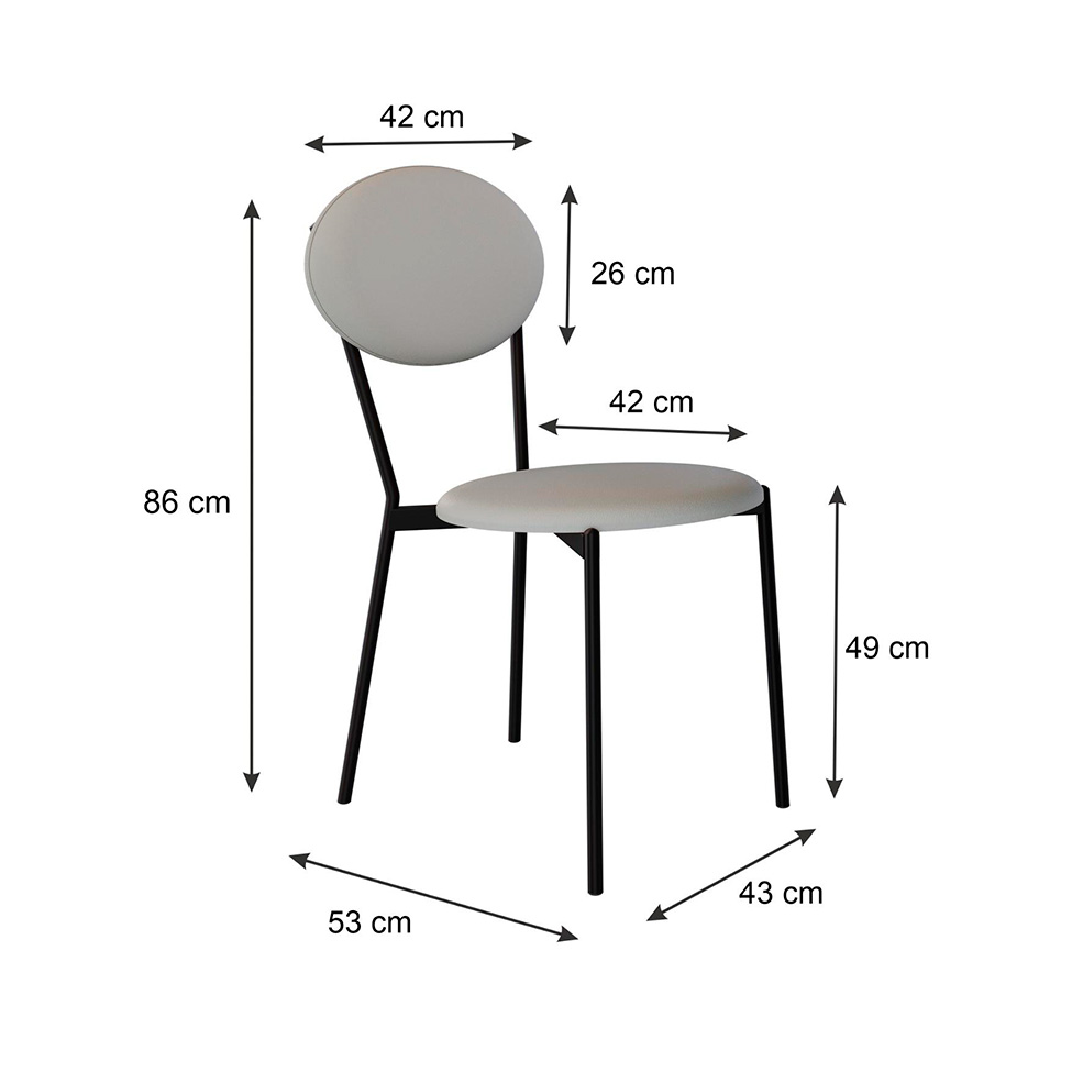 Conjunto com 2 Cadeiras Elipse Revestivemento Sintético Cinza Claro e Preto