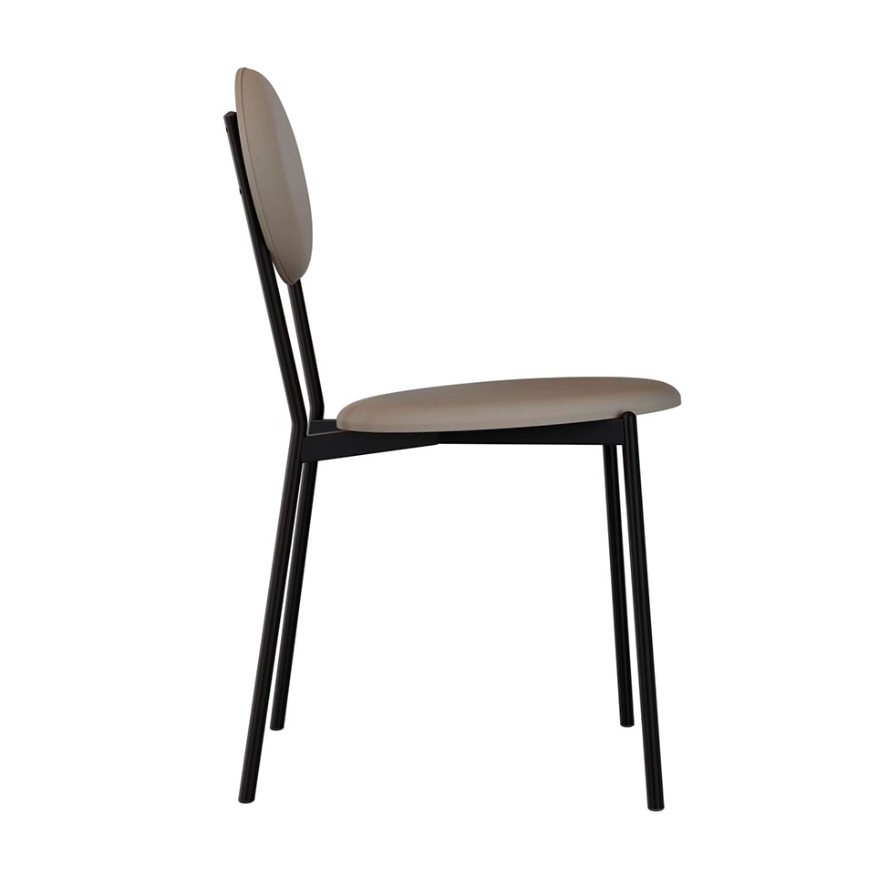 Conjunto com 2 Cadeiras Elipse Revestivemento Sintético Cinza e Preto
