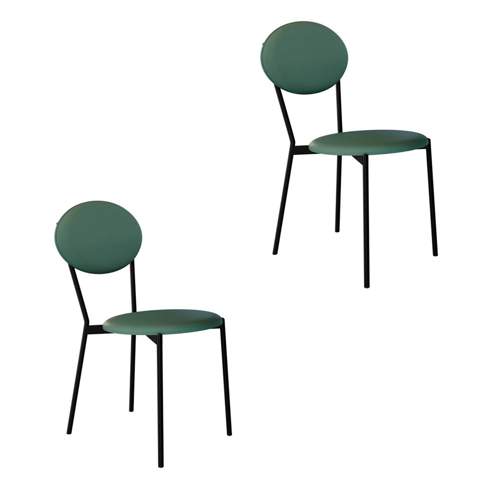 Conjunto com 2 Cadeiras Elipse Revestivemento Sintético Verde e Preto