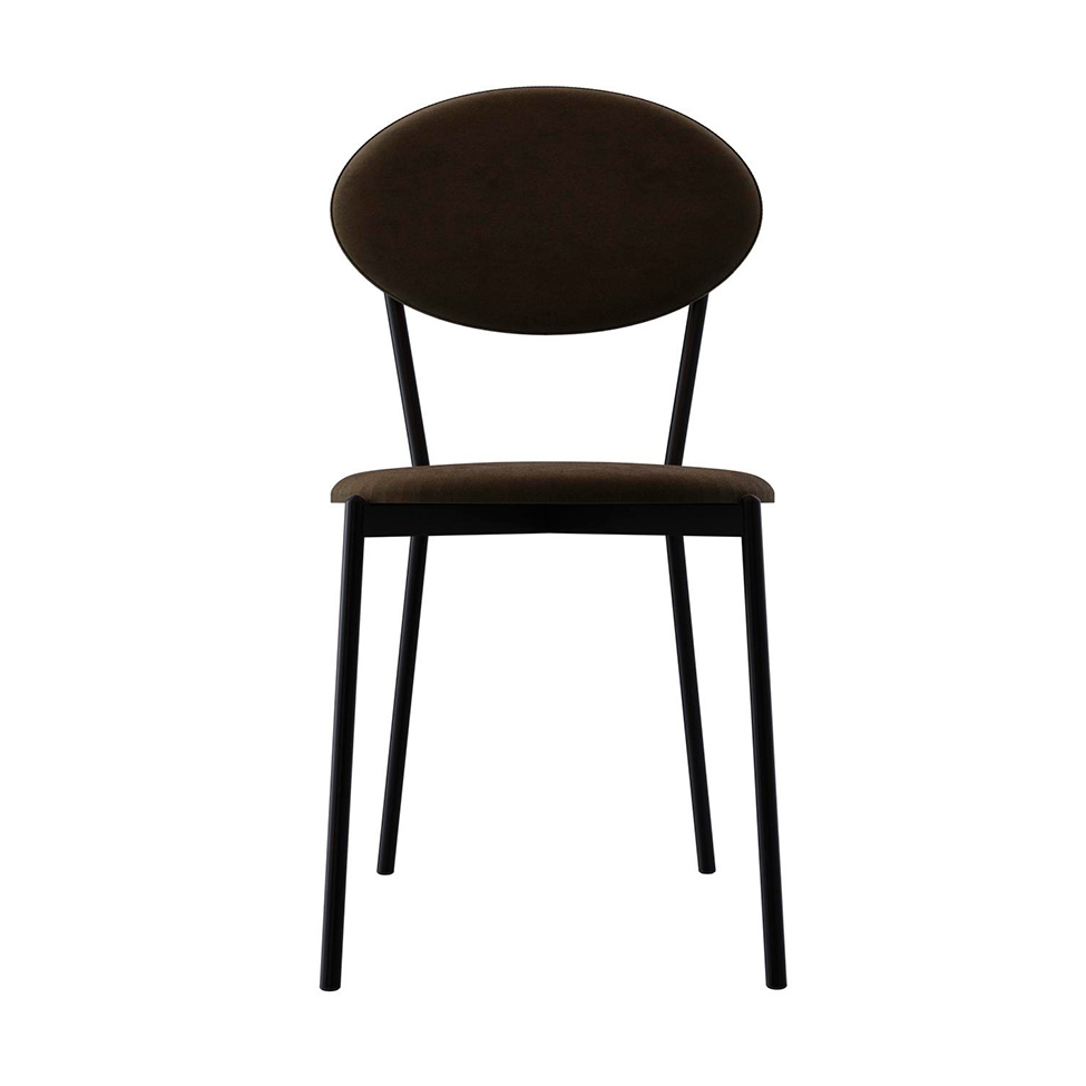 Conjunto com 2 Cadeiras Elipse Veludo Marrom e Preto