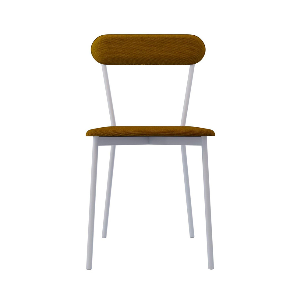 Conjunto com 2 Cadeiras Emília Poliéster Amarelo e Branco