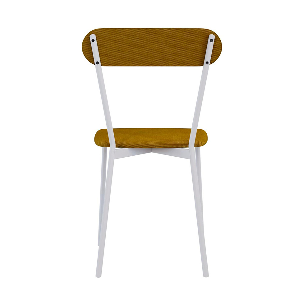 Conjunto com 2 Cadeiras Emília Poliéster Amarelo e Branco