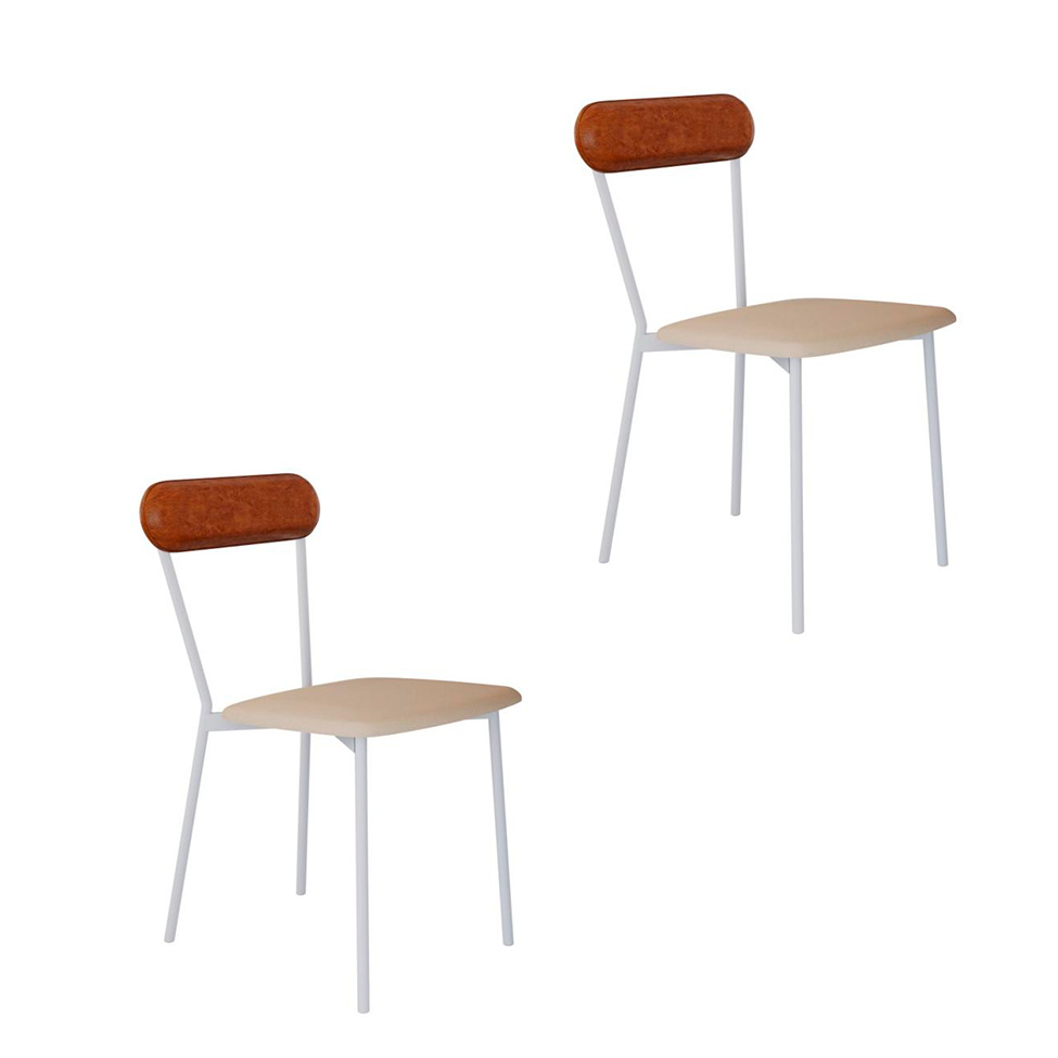Conjunto com 2 Cadeiras Emília Poliéster Areia e Caramelo com Branco