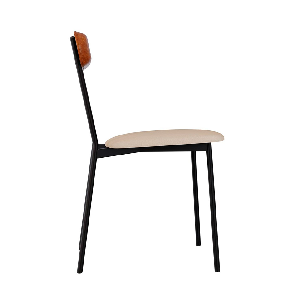 Conjunto com 2 Cadeiras Emília Poliéster Areia e Caramelo com Preto