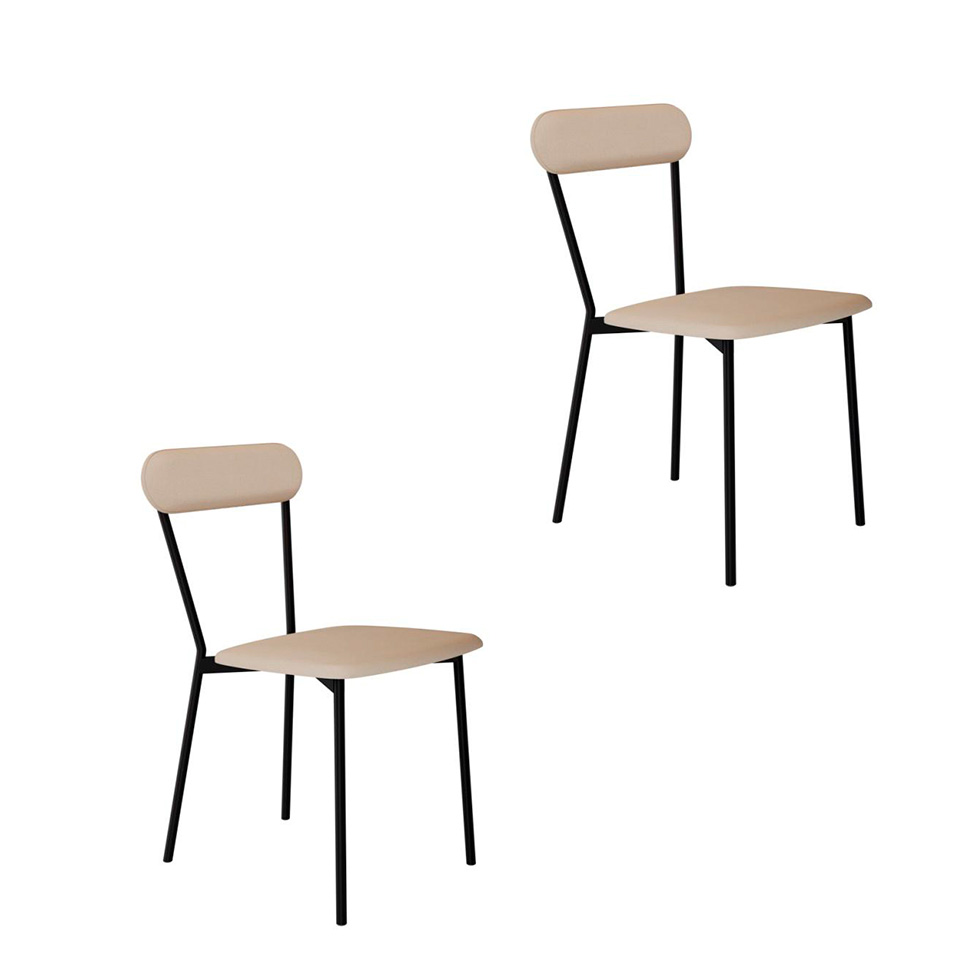 Conjunto com 2 Cadeiras Emília Poliéster Areia e Preto