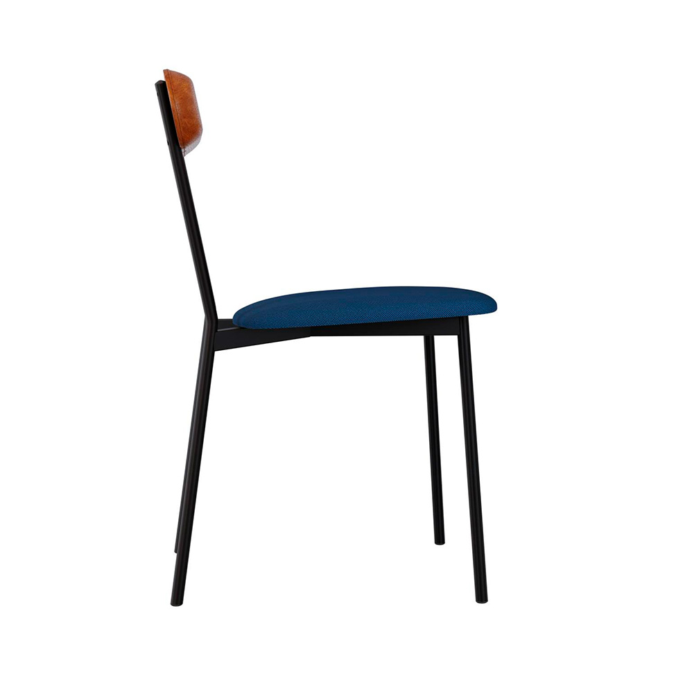 Conjunto com 2 Cadeiras Emília Poliéster Azul e Caramelo