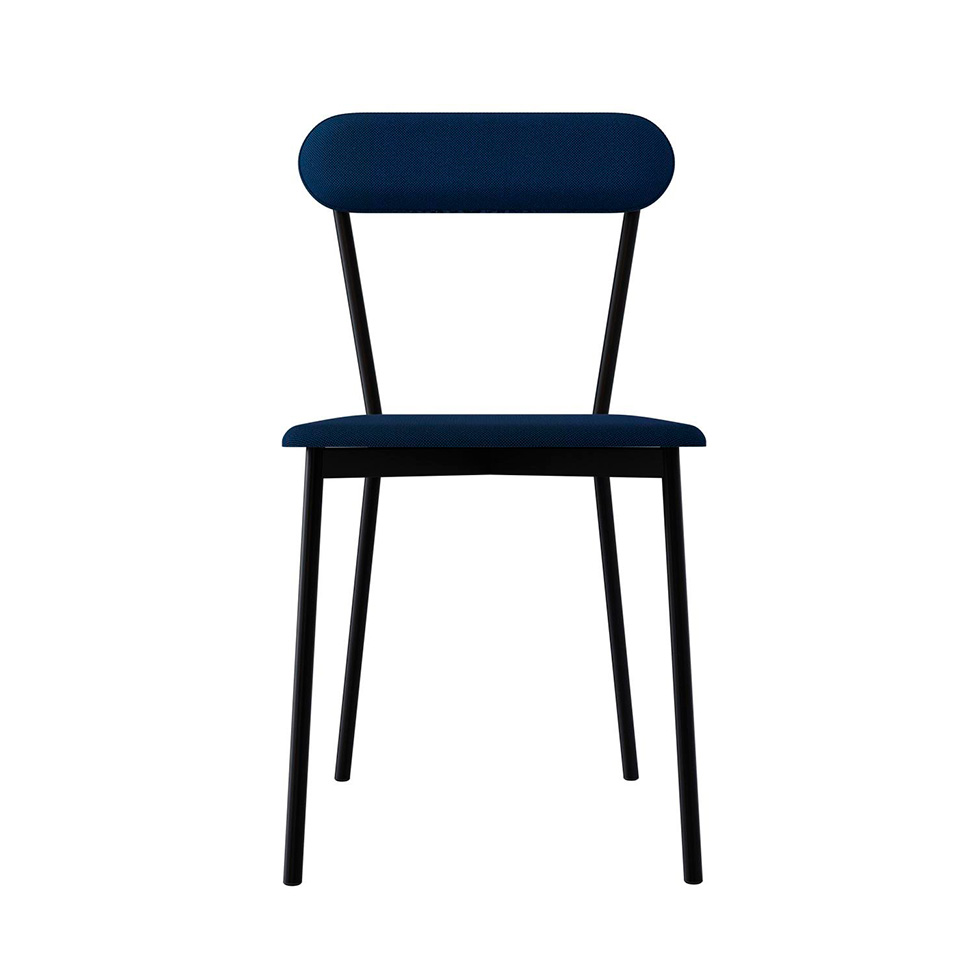 Conjunto com 2 Cadeiras Emília Poliéster Azul e Preto