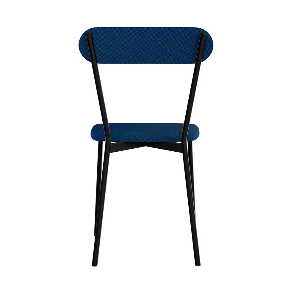 Conjunto com 2 Cadeiras Emília Poliéster Azul e Preto