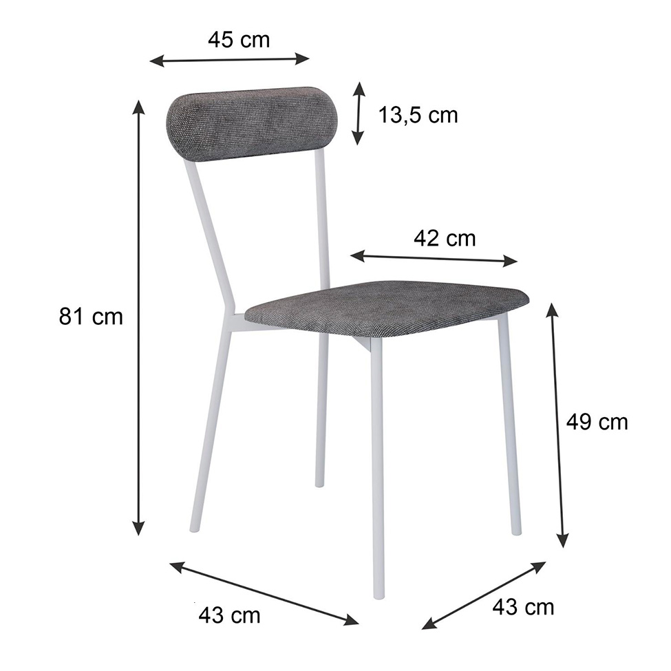 Conjunto com 2 Cadeiras Emília Poliéster Prata e Branco