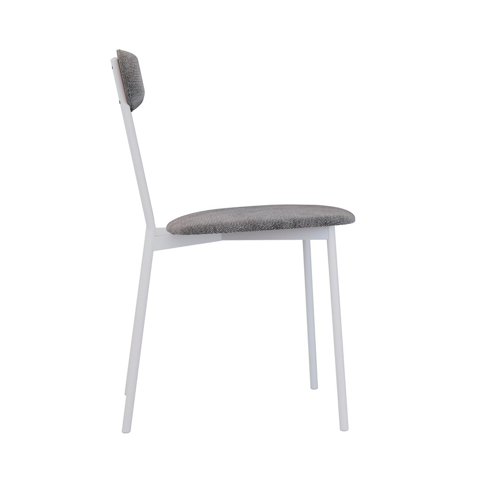 Conjunto com 2 Cadeiras Emília Poliéster Prata e Branco