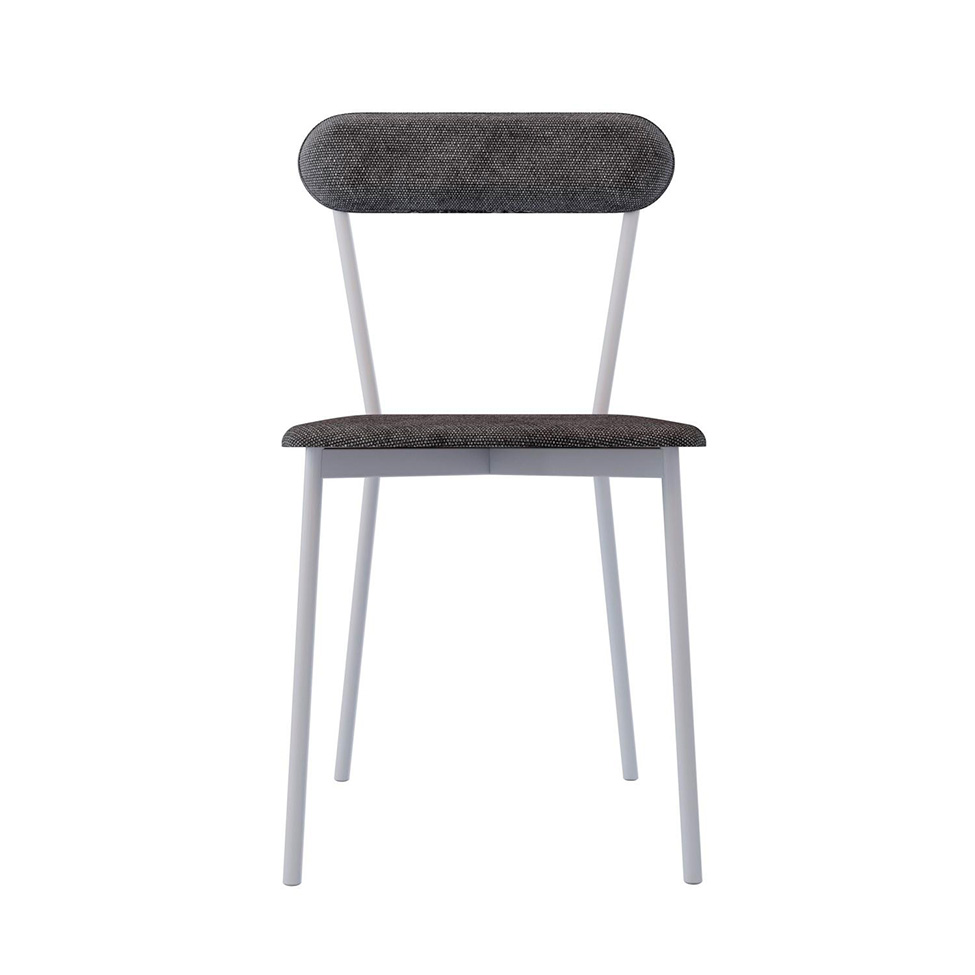 Conjunto com 2 Cadeiras Emília Poliéster Prata e Branco