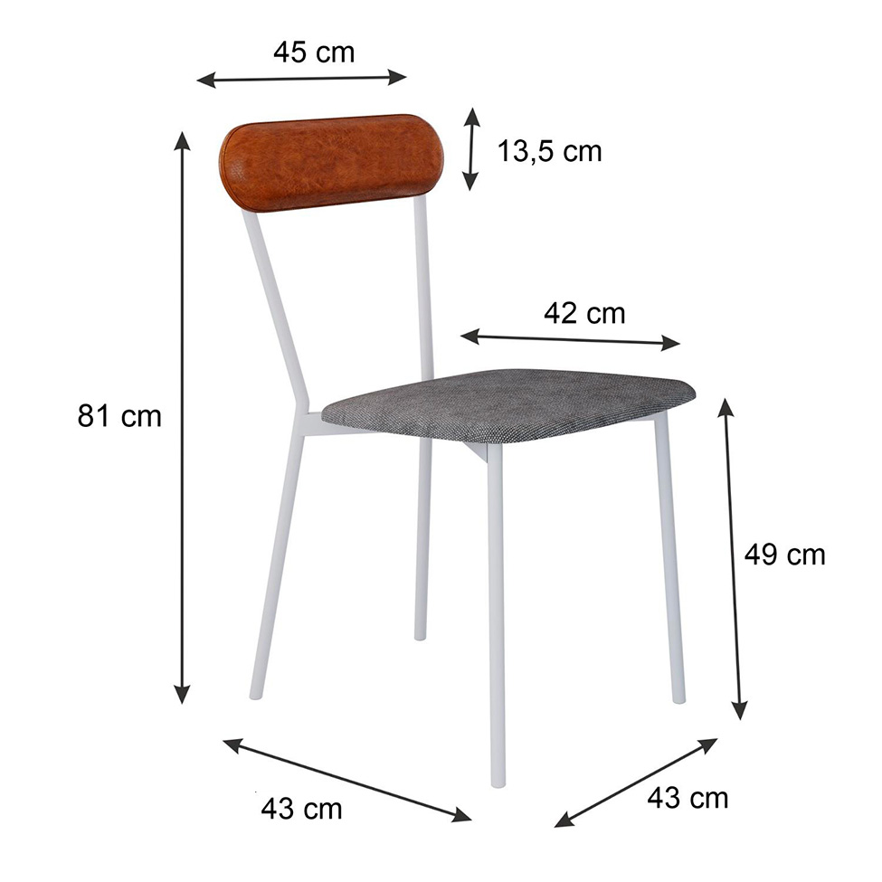 Conjunto com 2 Cadeiras Emília Poliéster Prata e Caramelo com Branco