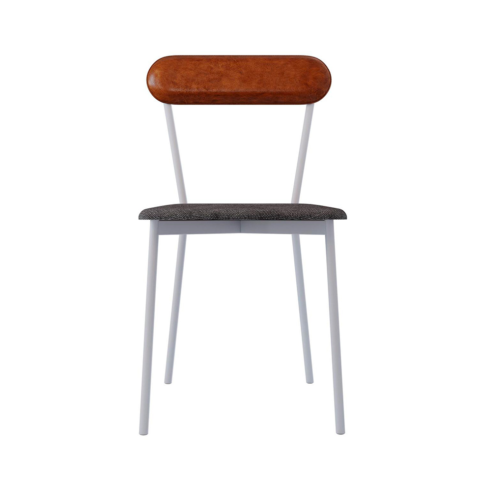 Conjunto com 2 Cadeiras Emília Poliéster Prata e Caramelo com Branco