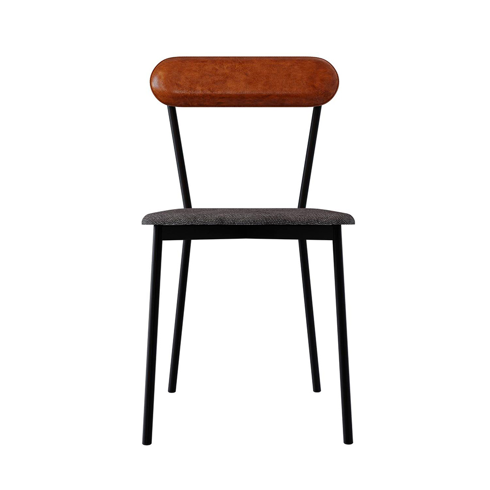 Conjunto com 2 Cadeiras Emília Poliéster Prata e Caramelo com Preto