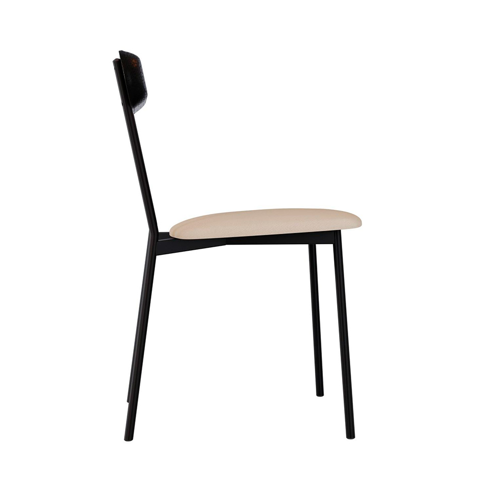 Conjunto com 2 Cadeiras Emília Poliéster Preto e Areia