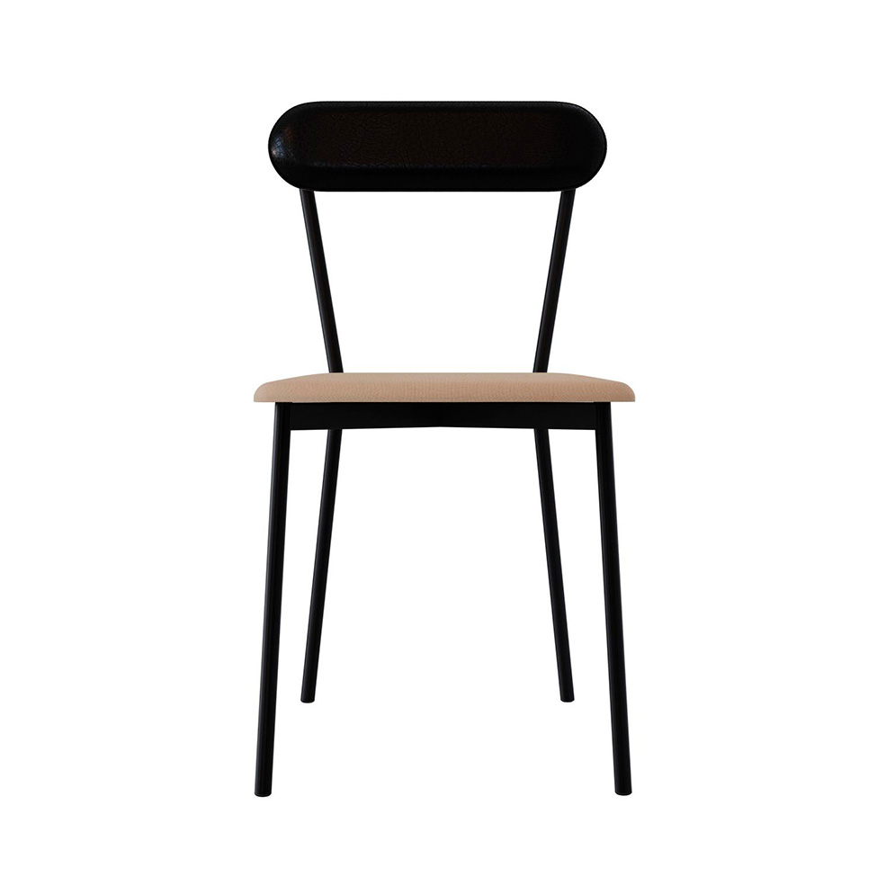 Conjunto com 2 Cadeiras Emília Poliéster Preto e Areia