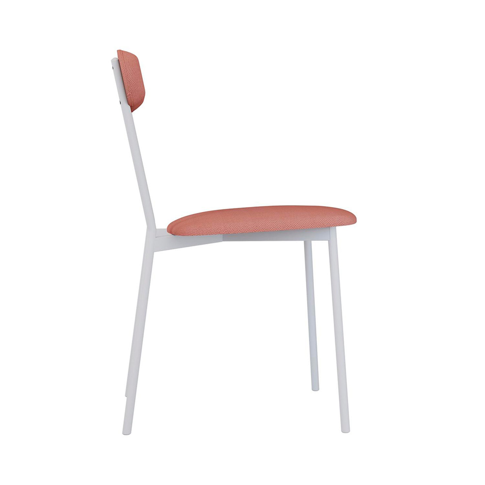 Conjunto com 2 Cadeiras Emília Poliéster Rosa e Branco