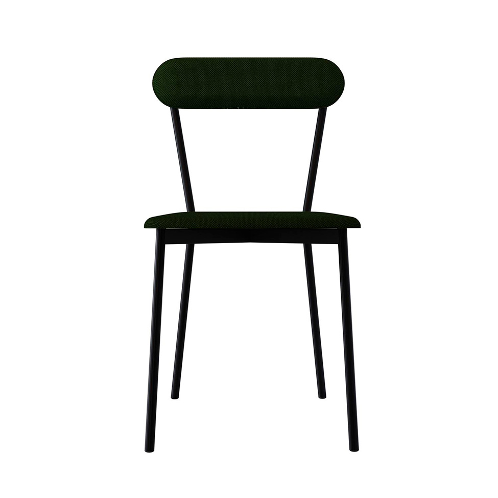 Conjunto com 2 Cadeiras Emília Poliéster Verde Musgo e Preto